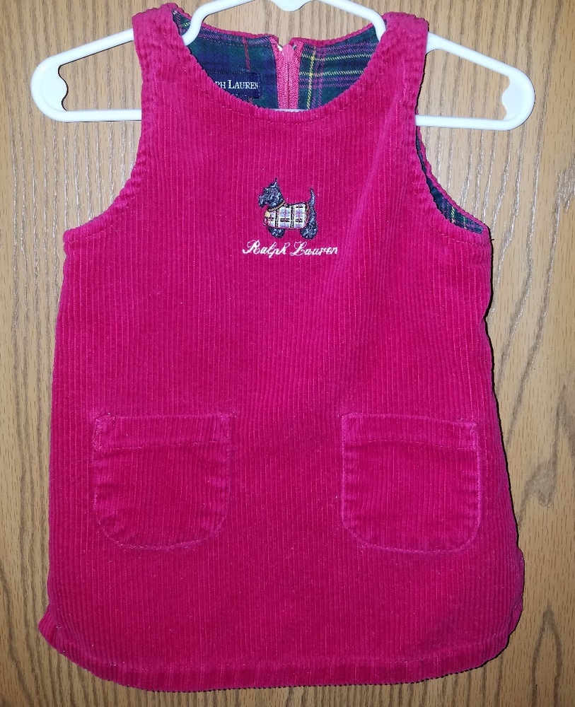 Raspberry red Ralph Lauren corduroy dress 12/18 mo